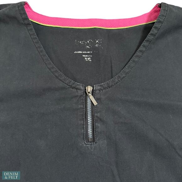 Beyond Scrubs Black & Pink Zip V-Neck Top + Drawstring Pants Set PXL/XXL - Picture 5 of 16